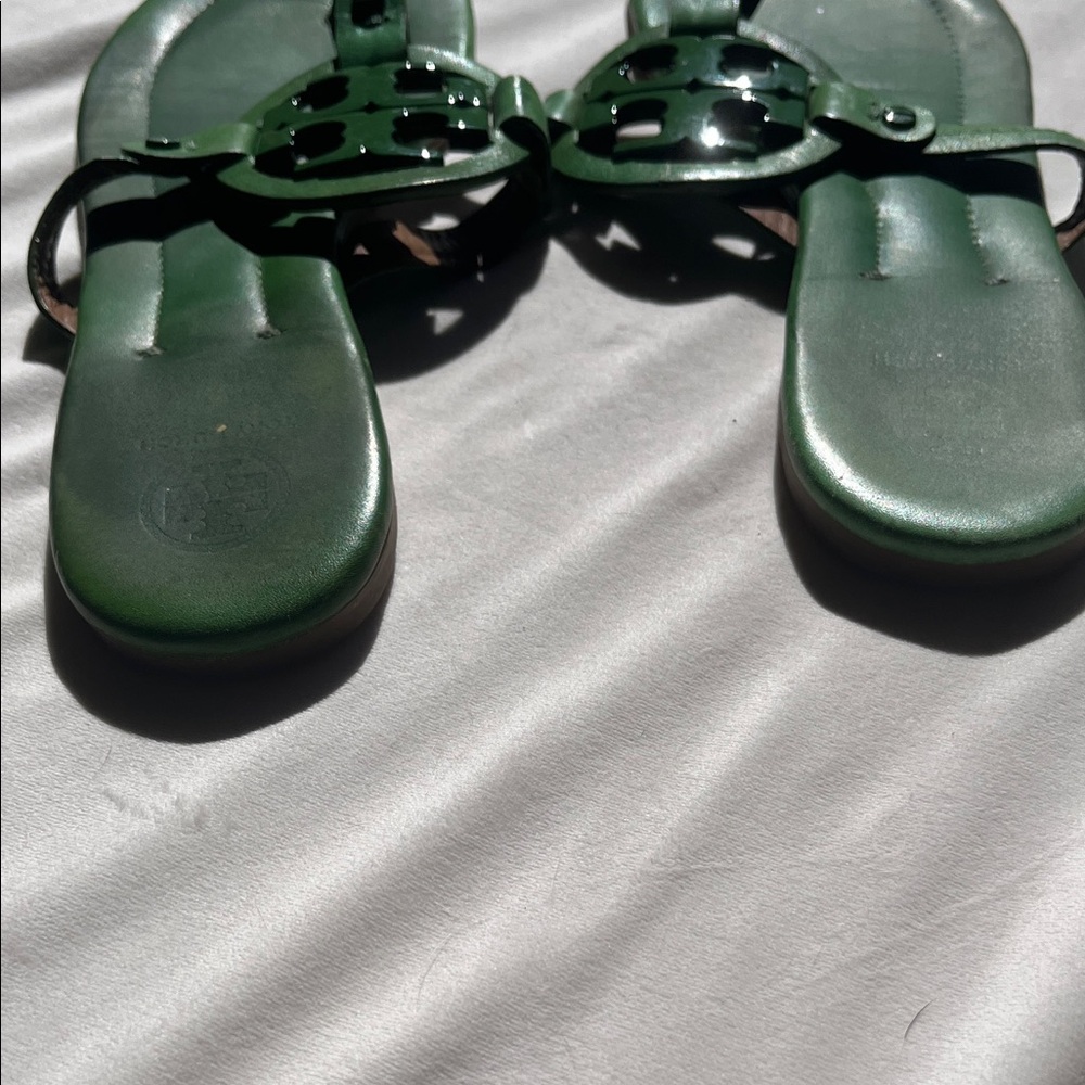 Tory Burch Forest Green Slide Sandals - Picture 6 of 7